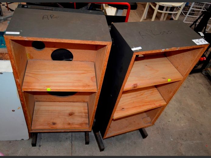 PAIR WOODEN 2-TIER SHELVES, 40 x 26 x 89cm & 40 x 22 x 89cm