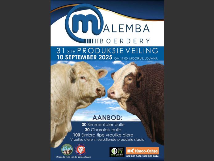 MALEMBA BOERDERY 31STE PRODUKSIEVEILING