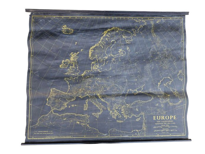 1949 Philips' Map Building Sheets: Europe Wall Hanging Map