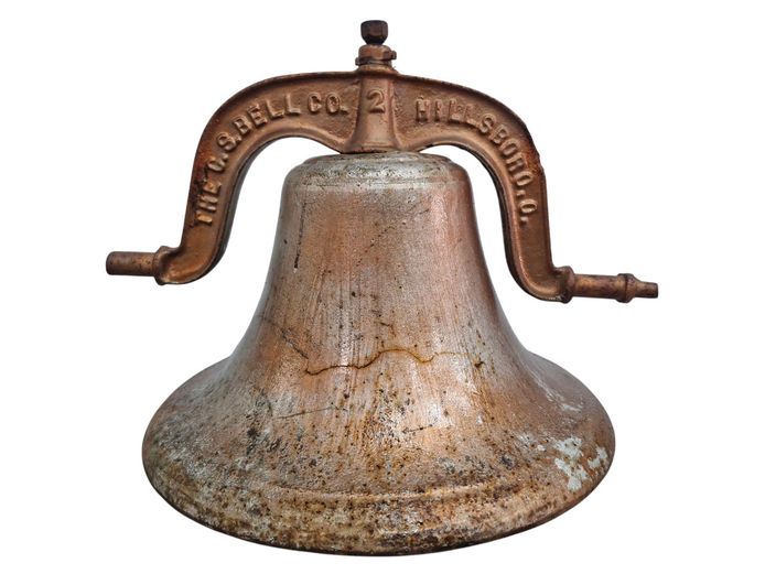Antique C.S. Bell Co. No. 2 Cast Iron Farm Bell (Large & Heavy)