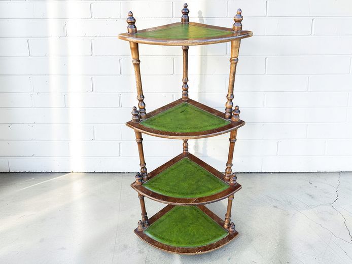 Vintage Four-Tier Mahogany Finish Corner Whatnot Stand