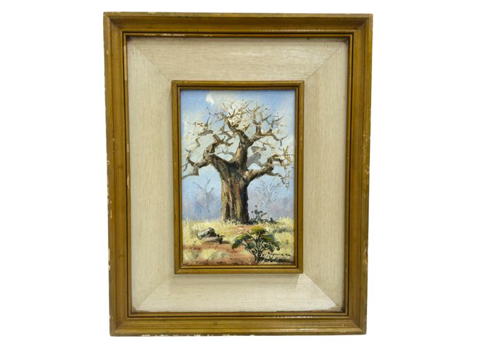 Original Reynold (South Africa, 1986) Signed Baobab Tree Landscape