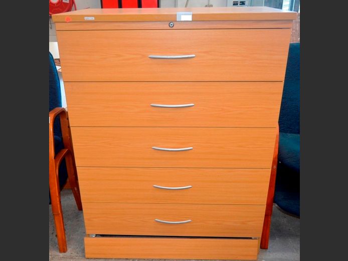 OAK FOIL 5-DRAWER LATERAL FILER, 113 x 60 x 149cm