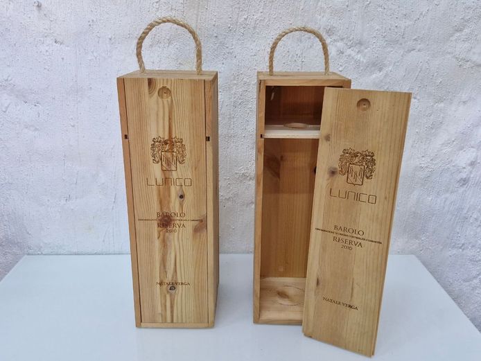 Pair of L'Unico Barolo Riserva 2010 Wooden Wine Boxes