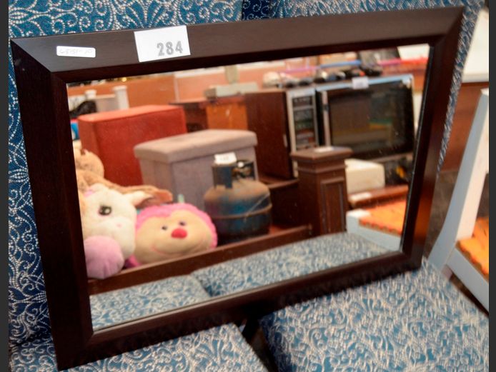 BLACK FRAMED MIRROR, 70 x 50cm