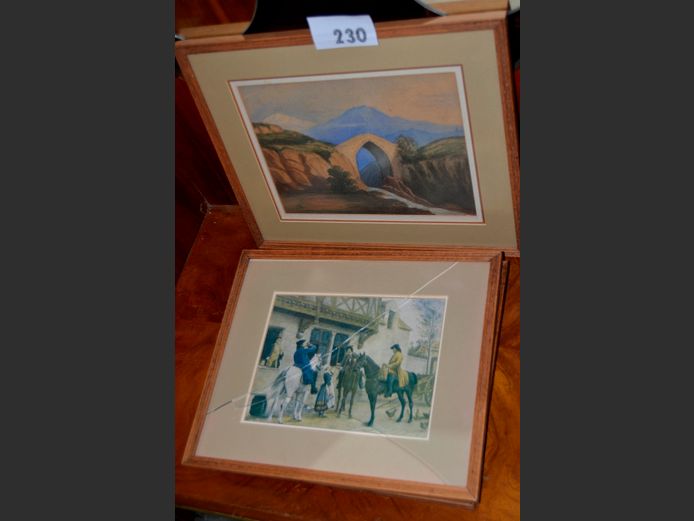LOT OF 3: FRAMED PRINTS, 26 x 19.5cm, 22 x 16.5cm & 21 x 16cm [Glass to 1 cracked]