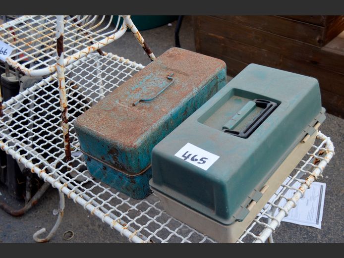 METAL & PLASTIC TOOLBOXES WITH CONTENTS, 36 x 17 x 16cm & 36 x 19 x 17cm [Rusted]