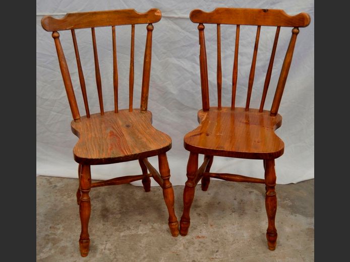 PAIR PINE KITCHEN CHAIRS