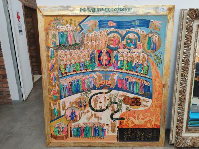 A very fine & Large Icon showing "The Last Judgement" (STC)