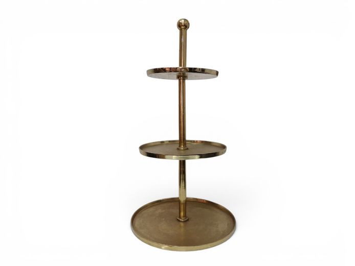 Vintage Gold-Tone 3-Tier Cast Aluminum Cake Stand