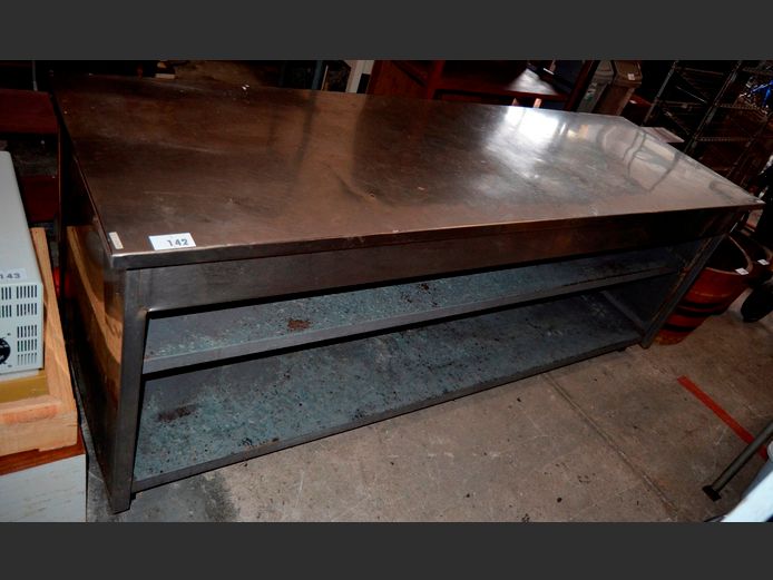 STAINLESS STEEL 2-TIER COUNTER, 237 x 77 x 90cm