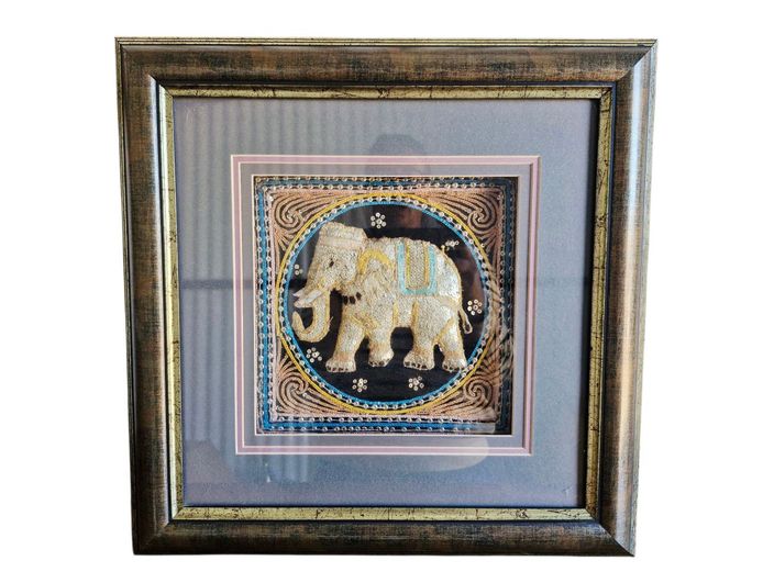 Embroidered Elephant Beaded Wall Art