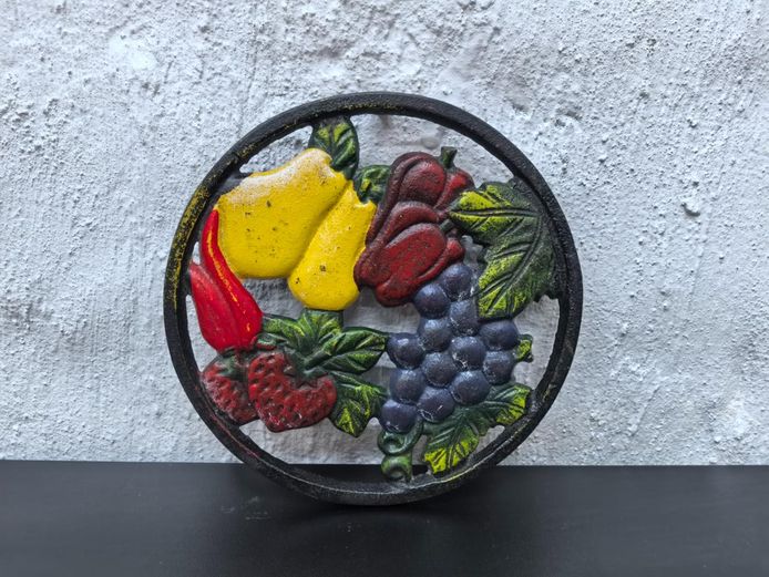 Vintage Cast Iron Hand-Painted Trivet