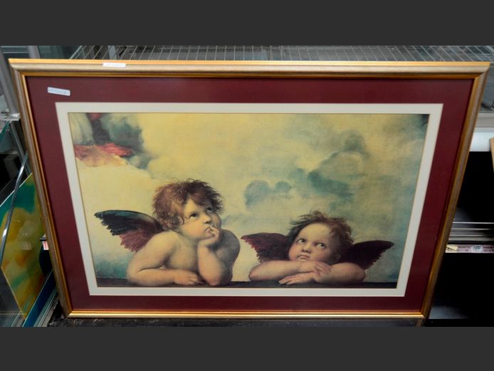 FRAMED CHERUB PRINT, 78 x 46.5cm
