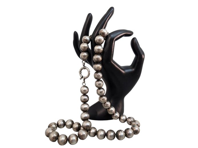 Sterling Silver Graduated Bead Necklace