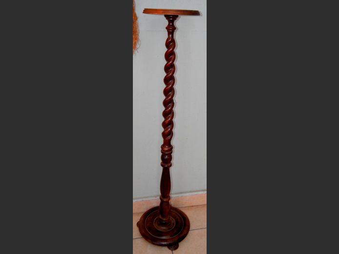 IMBUIA BARLEY TWIST PLANT STAND, 35cm Diameter x 136cm High