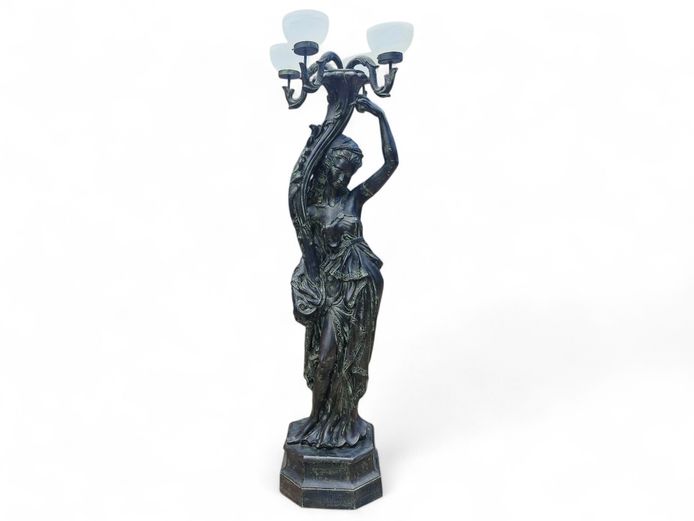 Life-Size Art Nouveau Figural Torchere Fiberglass Floorlamp