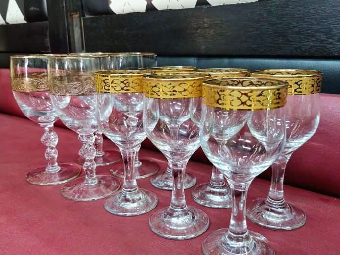 Vintage 24K Gold Rimmed Wine Glasses