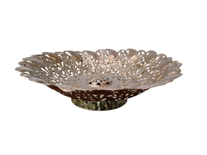 Vintage Copper & Brass Pierced Pedestal Bowl