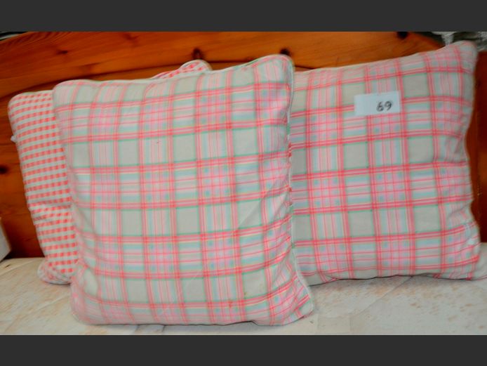 PAIR CHECK SCATTER CUSHIONS & ANOTHER