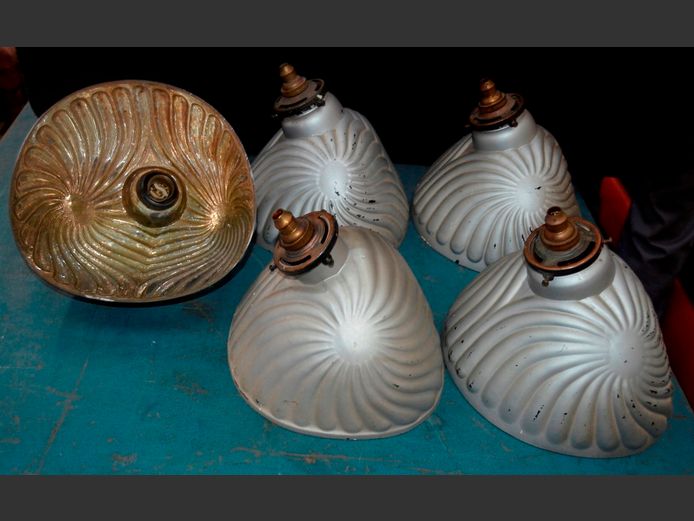 SET OF 5 1950's GLASS LIGHTS
