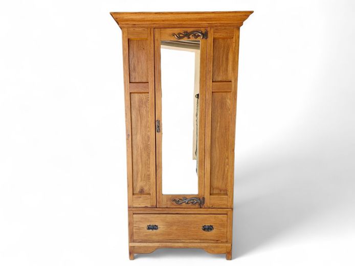 Vintage Tall Standing Oregon Cupboard with Mirror