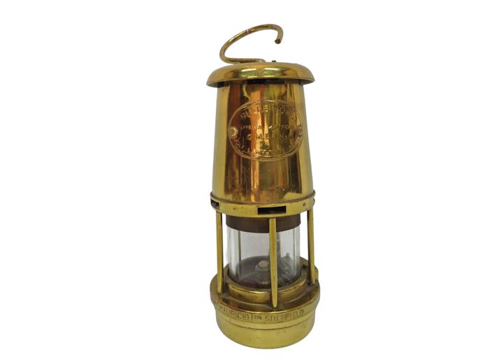 Vintage The Wolf Safety Lamp Co. Brass Miner’s Flame Safety Lamp