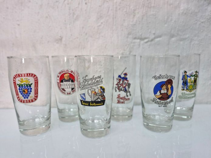 Vintage German Brewery Beer Glasses: Holsten, Brauhaus Aulendorf & More