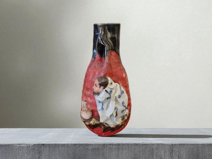 19th Century Japanese Sumida Gawa Potter Vase | Marked