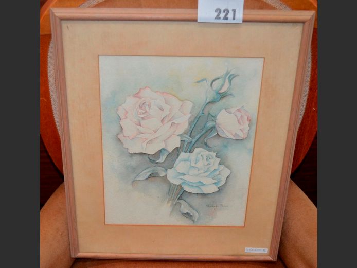 FRAMED WATERCOLOUR "FLOWER" BY SHELOGH PRICE, 33 x 27cm
