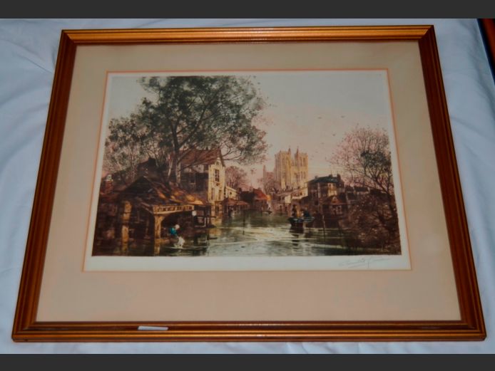 FRAMED PRINT "VENICE" SIGNED CAMILLE FONA, 51.5 x 40cm