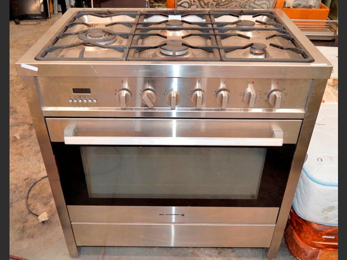 KELVINATOR STAINLESS STEEL 5-BURNER GAS STOVE, 90 x 60 x 91cm [Untested]