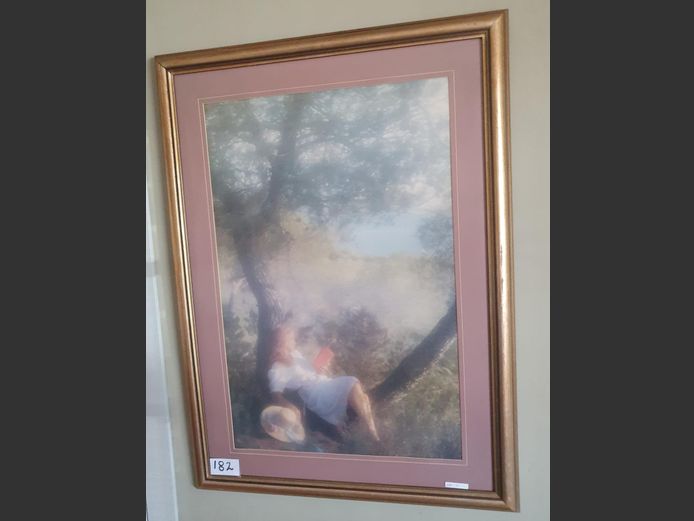 GILT FRAMED PRINT "LADY READING", 75.5 x 50cm