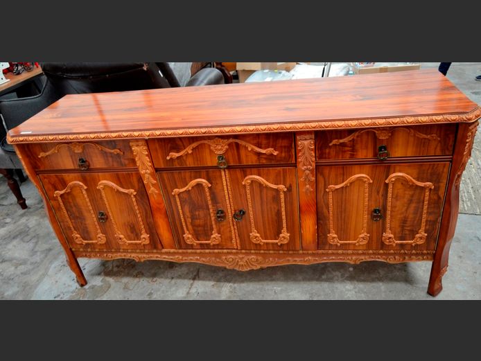 FRENCH STYLE 3-DRAWER, 4-DOOR SIDEBOARD, 186 x 51 x 90cm