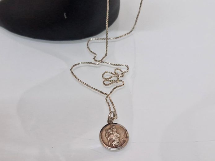 Sterling Silver Box Chain & St. Christopher Medal Pendant