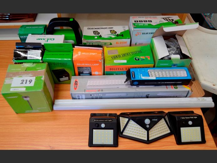 OUTDOOR SOLAR LIGHTS, RECHARGEABLE L.E.D. LIGHTS, etc [Untested]