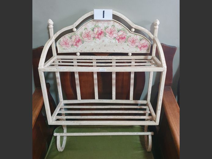 VINTAGE CREAM METAL 2-TIER BATHROOM SHELF, 44 x 12,5 x 60cm