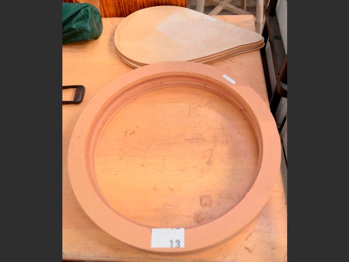 LOT: WOODEN CUT-OUTS, 55cm Diameter & 55 x 32cm