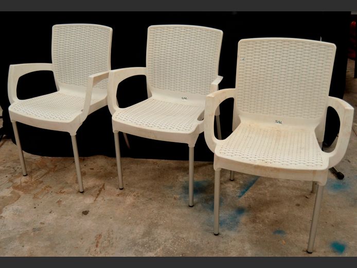 SET OF 3 ALL WEATHER WICKER PATIO ARMCHAIRS