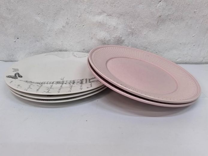 Set of 5 Ceramic Side Plates - Paris Theme & Pink