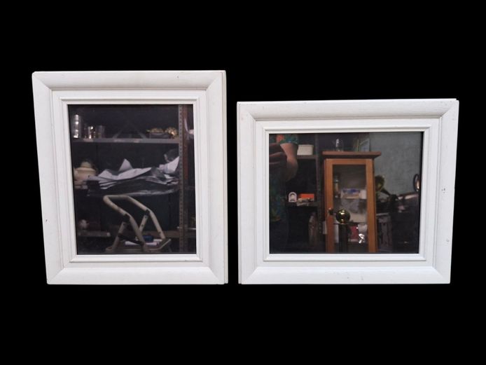 Pair of White Photo Frames with Glass Panels