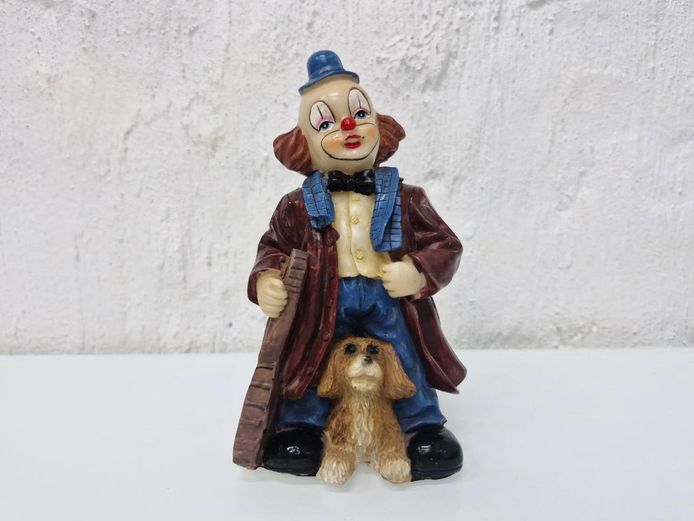 Vintage 1980s Hobo Clown and Dog Resin Figurine