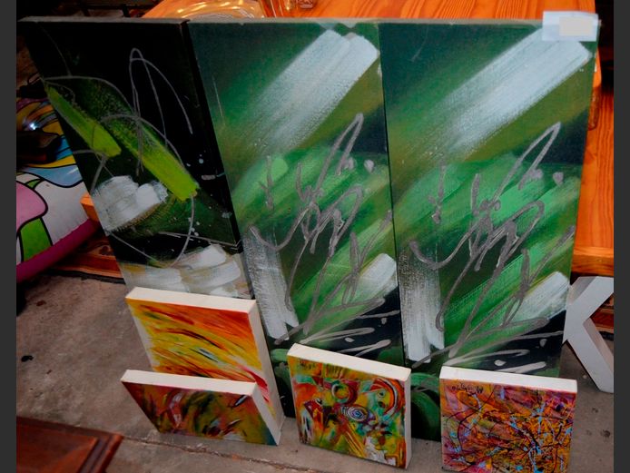 LOT: UNFRAMED ABSTRACT OILS ON CANVAS