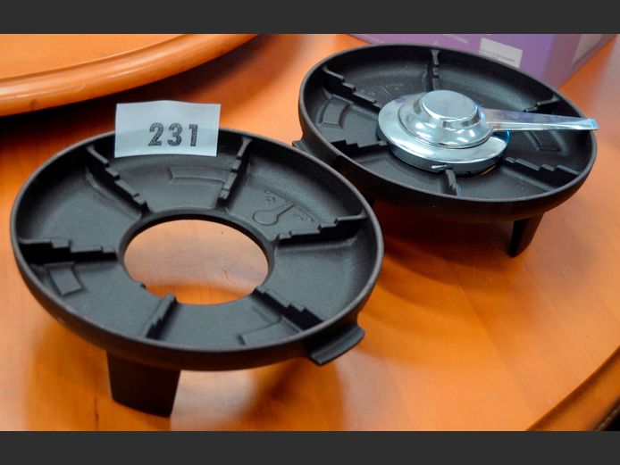 LOT OF 2: CAST IRON FONDUE POT STANDS, 22cm Diameter x 8cm High