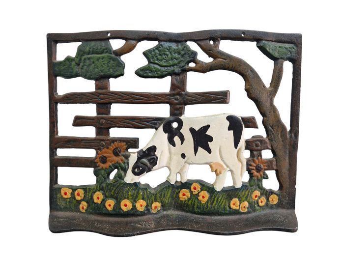 Painted Cast Iron Cow Cookbook Stand