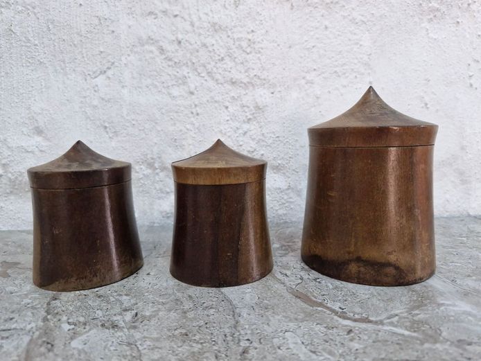 Set of 3 Wooden Storage Containers with Lids