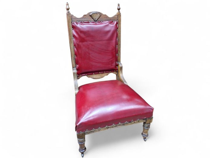 Edwardian Satinwood Grandmother Chair on Castors