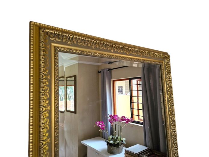 Large Ornate Gold Leaf Wall Beveled Mirror