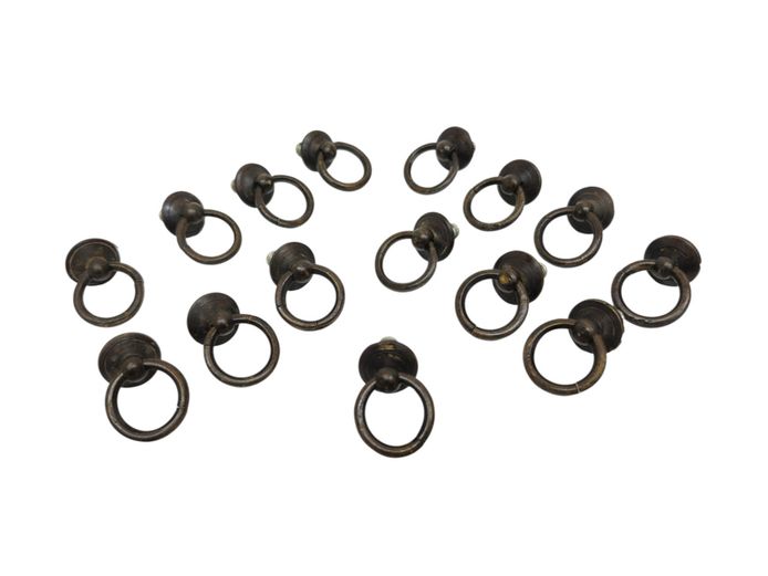Antique-Style Bronze-Finished Metal Ring Drop Pulls – Set of 15
