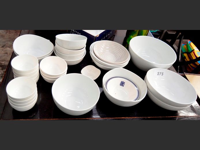 WHITE SALAD BOWLS, PASTA BOWLS, SAUCE BOWLS, etc